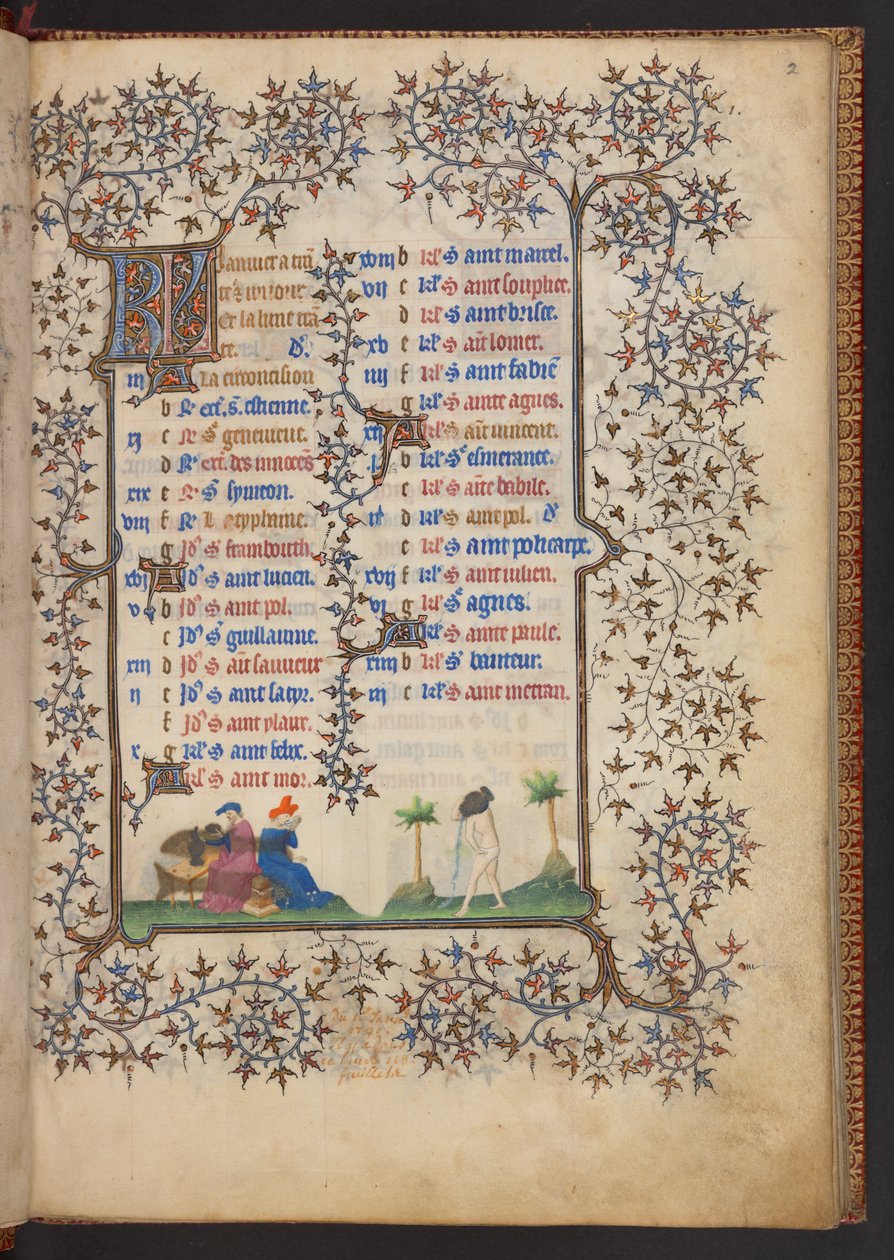 كتاب الصلوات ، إضافة MS 32454 f.2r ، فرنسا بواسطة المدرسة الفرنسية