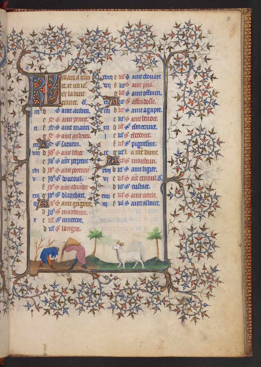 كتاب الصلوات ، إضافة MS 32454 f.3r ، فرنسا بواسطة المدرسة الفرنسية