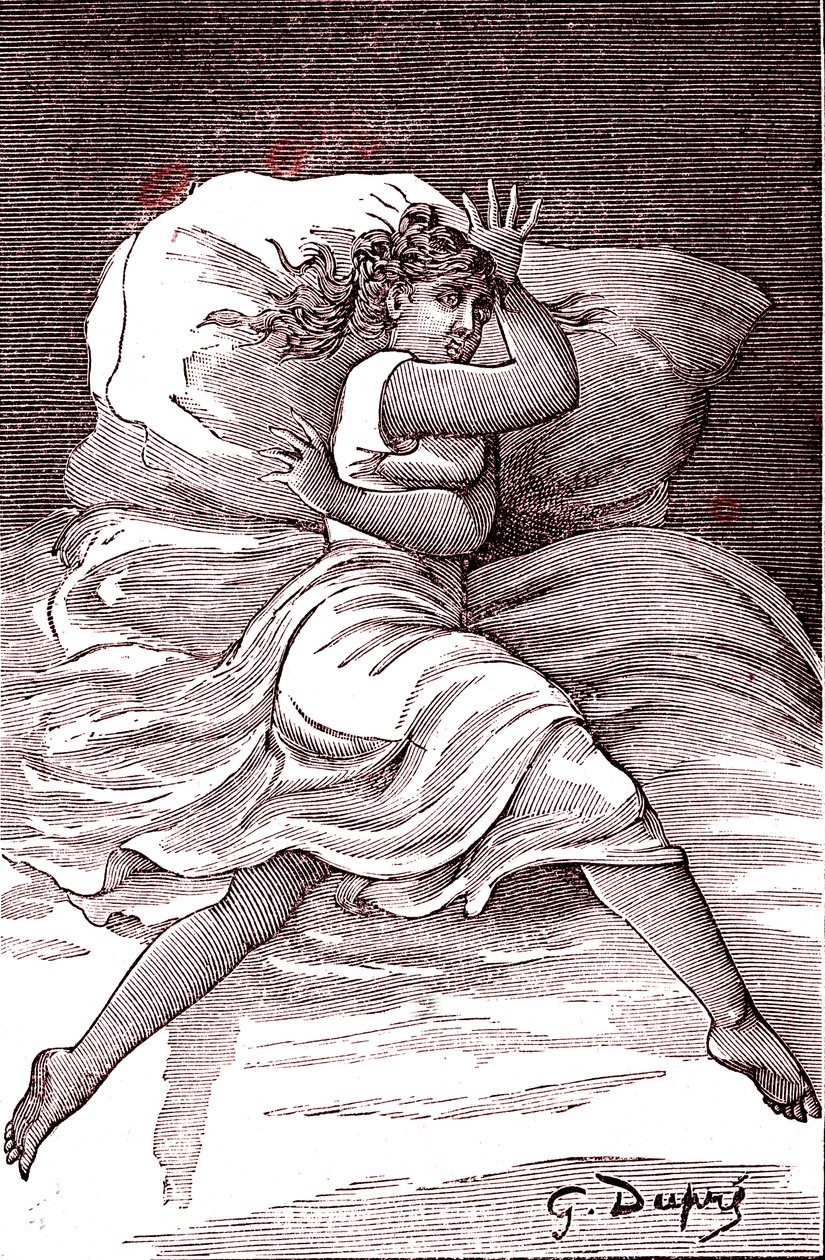 الهستيريا الحدودية. 1887 (نقش) بواسطة المدرسة الفرنسية