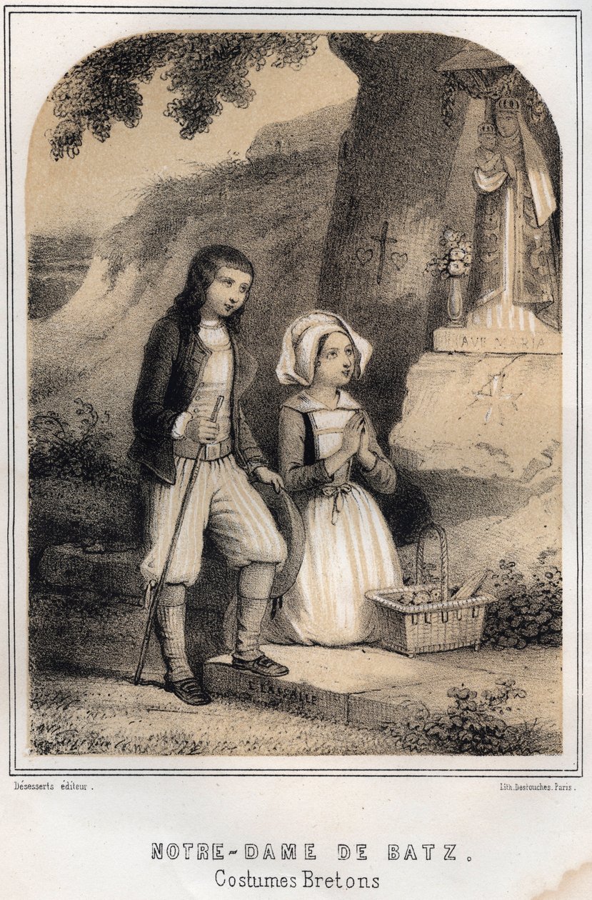 أزياء بريتون - نوتردام دي باتز - نقش في "THE SOURIES DE MON UNCLE MEMORIES ET RECITTS DE Voyages" بقلم MORING MICHEL - نهاية القرن التاسع عشر بواسطة المدرسة الفرنسية