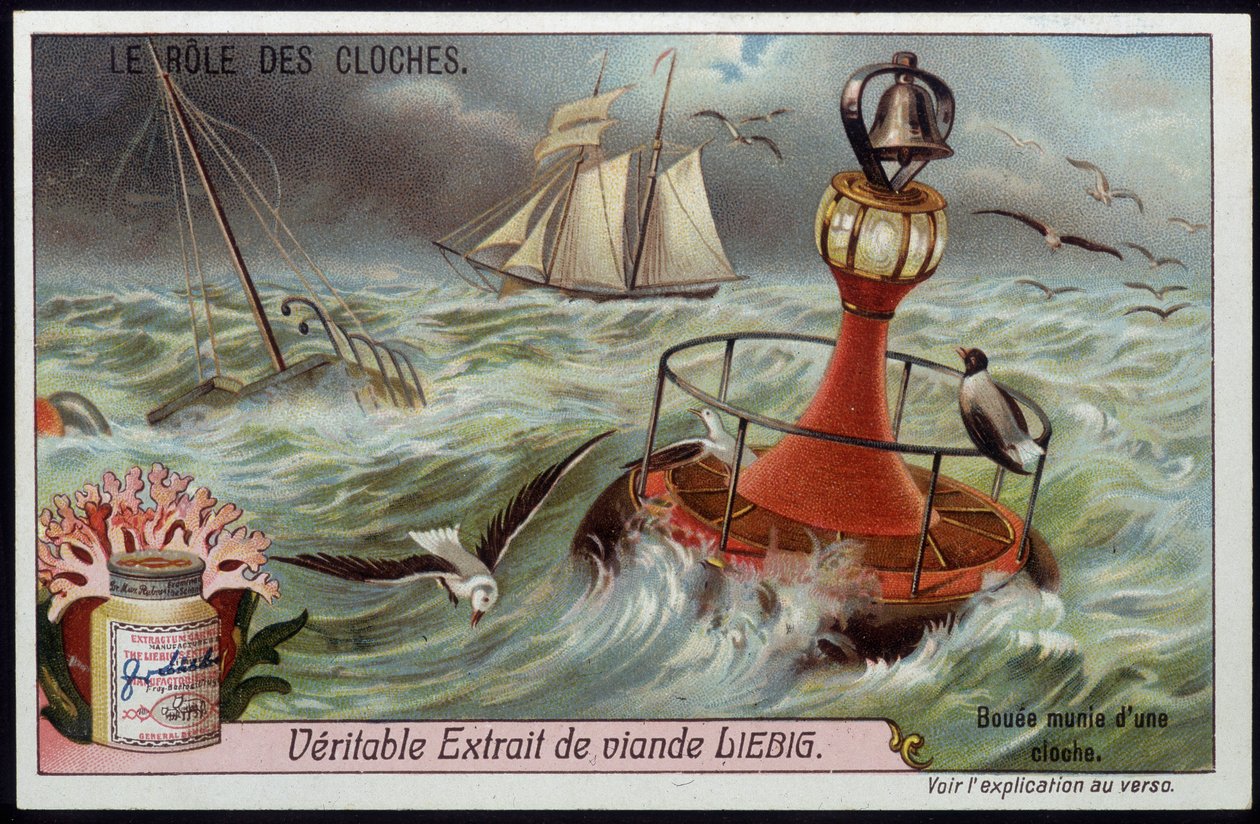 Buoy with bell to warn boats - Liebig chromo بواسطة المدرسة الفرنسية