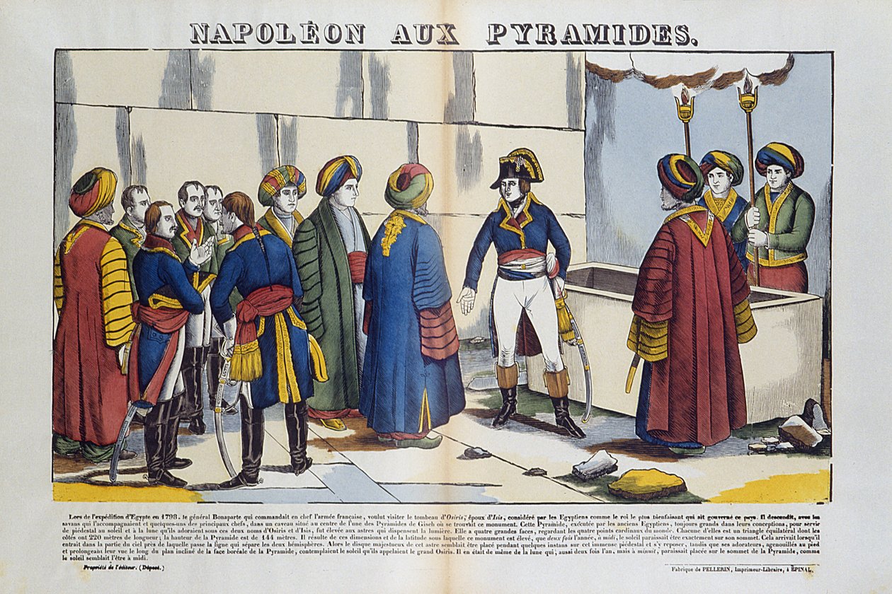 Campaign (Expedition) of Egypt (1798-1801): Bonaparte Napoleon to the Pyramids of Egypt in 1799. Picture of Epinal بواسطة المدرسة الفرنسية