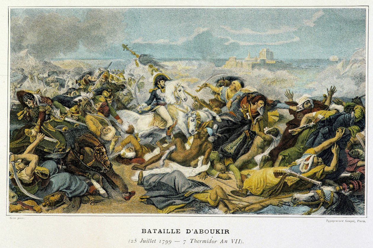 حملة (بعثة) مصر (1798-1801): يواكيم مراد (1767-1815) أثناء معركة أبو قير في 25 يوليو 1799 والتي رفض خلالها بونابرت الأتراك في البحر. بواسطة المدرسة الفرنسية