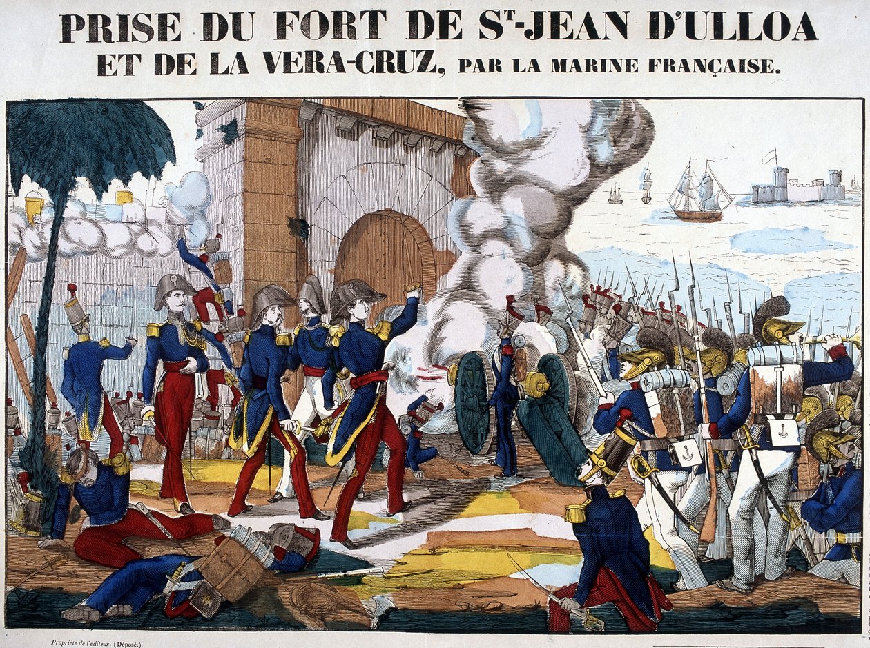 الاستيلاء على حصن القديس يوحنا في أولوا ولا فيرا كروز في المكسيك في نوفمبر 1838. صورة إبينال بواسطة المدرسة الفرنسية