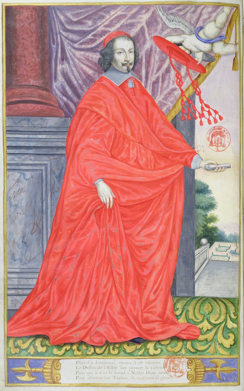 الكاردينال مازارين ، رسم توضيحي من Les Panegyriques des Hommes Illustres de Notre Siecle بواسطة Puget de la Serre ، 1655 بواسطة المدرسة الفرنسية