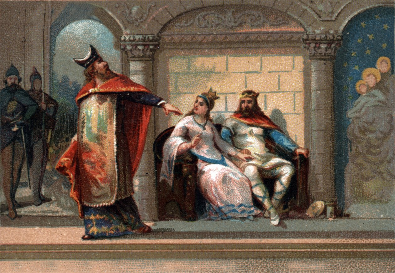 Caribert أو Cherebert ، ملك باريس (561 - 567). Chromolitography أواخر القرن التاسع عشر. بواسطة المدرسة الفرنسية