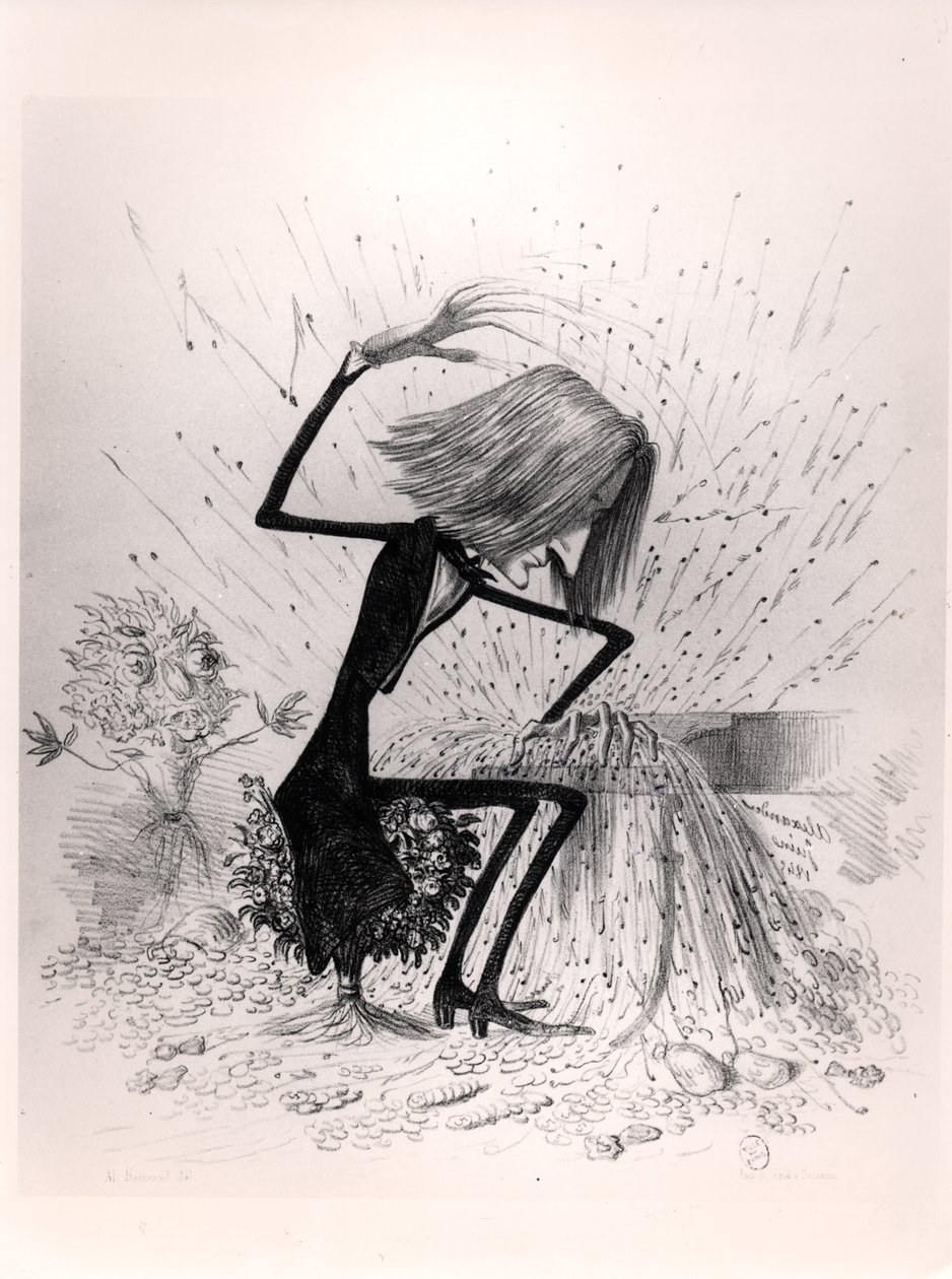 كاريكاتير يصور فرانز ليزت (1811-1886) يعزف على البيانو ، 1845 بواسطة المدرسة الفرنسية