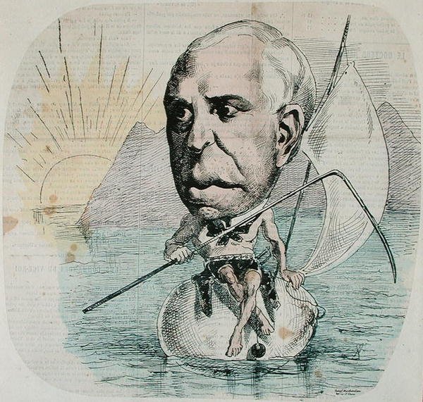 كاريكاتير أوغست نيلاتون (1807-1873) 1869 (نقش ملون) بواسطة المدرسة الفرنسية