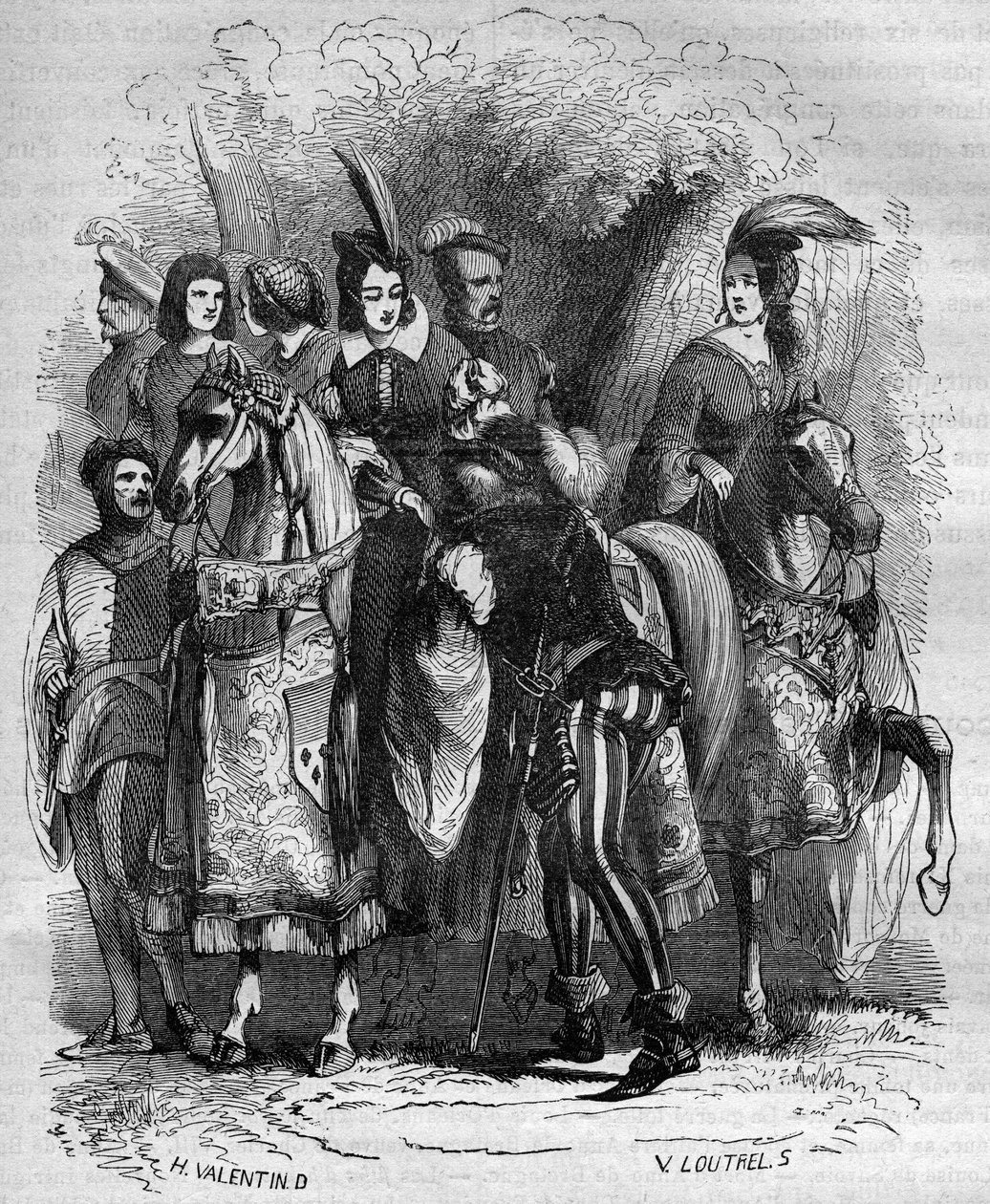 Case of the Tower of Nesle: Princess Marguerite of Burgundy (1290-1315) and her two sisters (Jeanne and Blanche) accused of adultery - Engraving in “Histoire de la prostitution et de la debauche dans tous les peuples du globe depuis antiquité à la الحالي&q بواسطة المدرسة الفرنسية