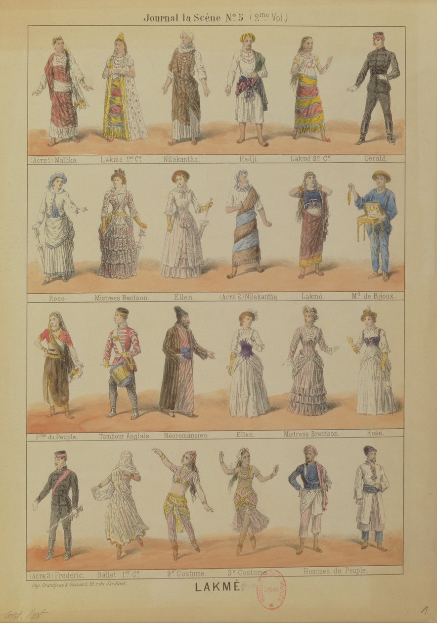مجموعة من الشخصيات من أوبرا لاكمي بواسطة ليو ديليبس (1861-1891) بواسطة المدرسة الفرنسية