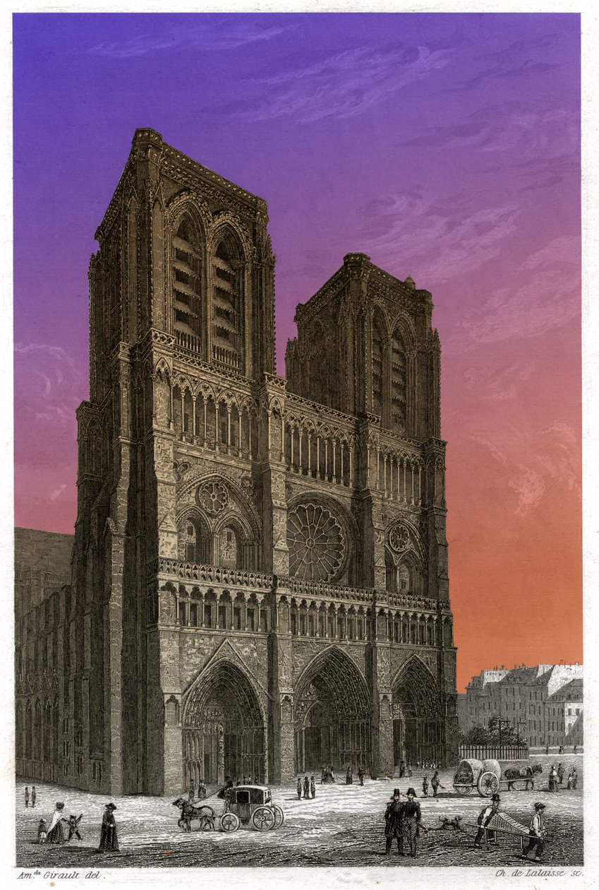 Cathedrale Notre Dame de Paris. (engraving, ca. 1850) بواسطة المدرسة الفرنسية