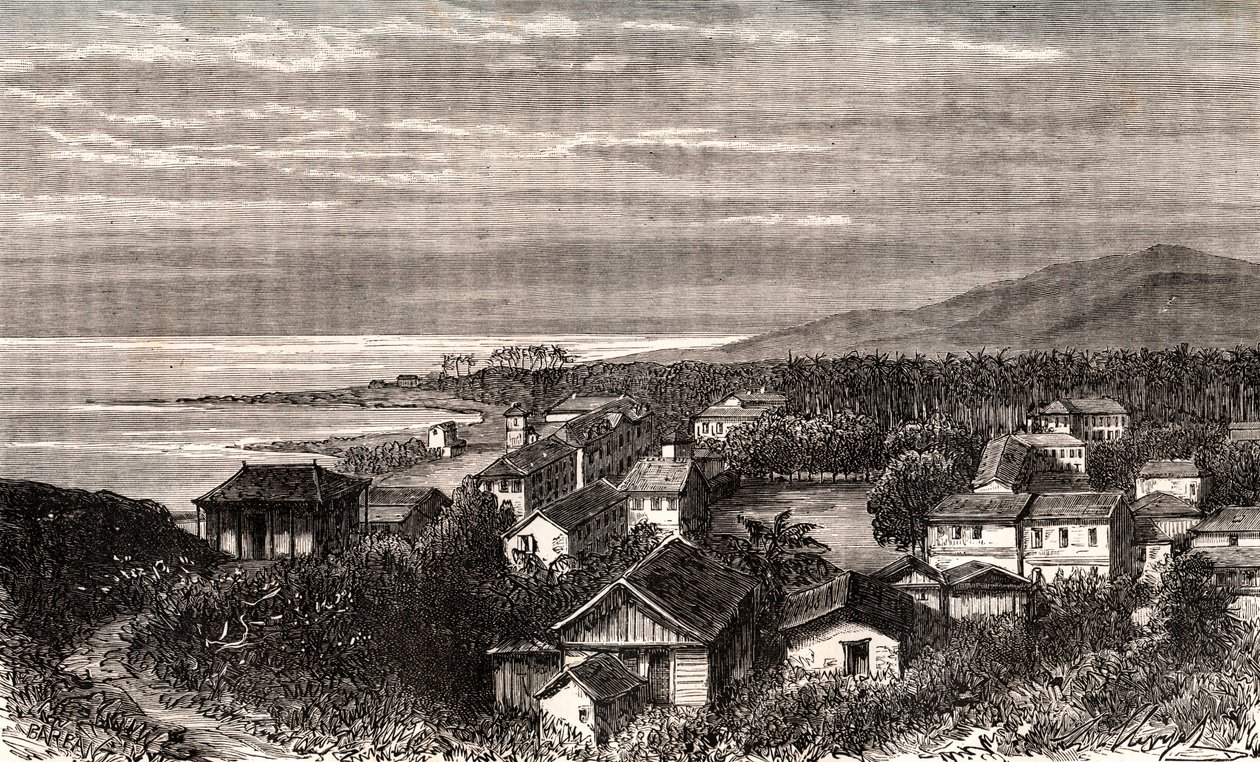 كايين - Commune en overs mer Guyane - نقش في "La France Illustré: الجغرافيا والتاريخ والإدارة الإحصائية" بقلم VA Malt-Brown. 1884 بواسطة المدرسة الفرنسية