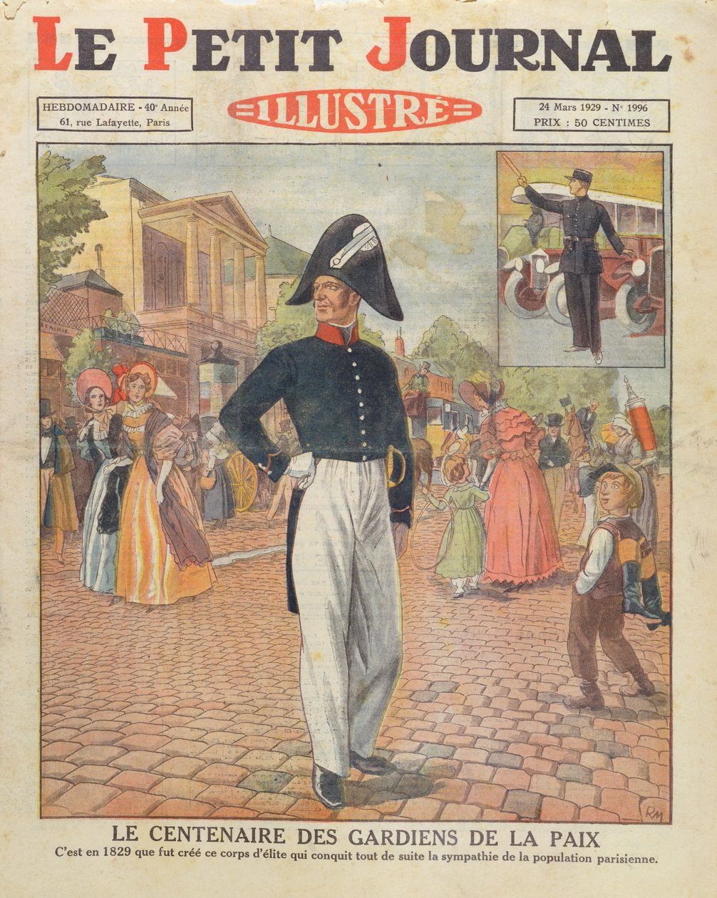 المئوية المئوية ل Gardiens de la Paix ، صورة توضيحية لـ Le Petit Journal ، 24 مارس 1929 بواسطة المدرسة الفرنسية