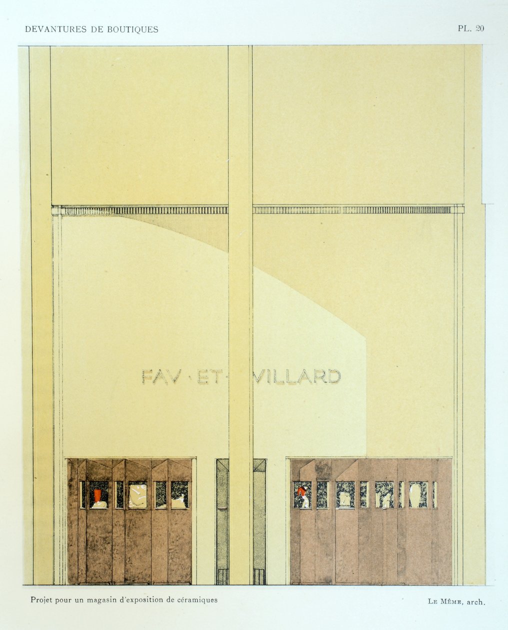 معرض سيراميك ، لوحة 20 ، رسم توضيحي من Devantures de Boutiques بقلم لويس بيير سيزيل ، باريس ، 1927 بواسطة المدرسة الفرنسية