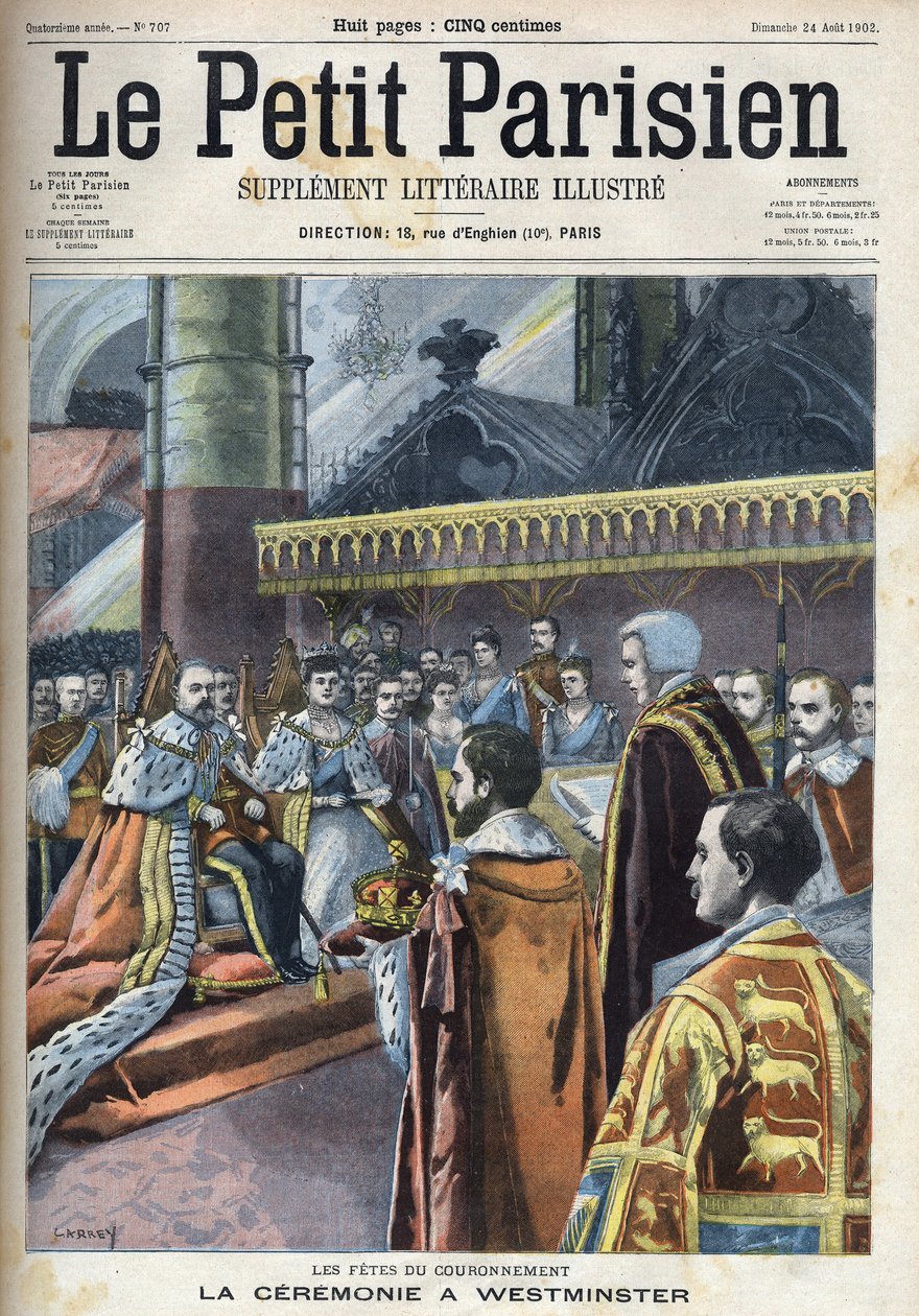 مراسم التتويج في وستمنستر: الملك إدوارد السابع (1841-1910) وألكسندرا من الدنمارك (1844-1925) ، في "Le Petit Parisien" " بواسطة المدرسة الفرنسية