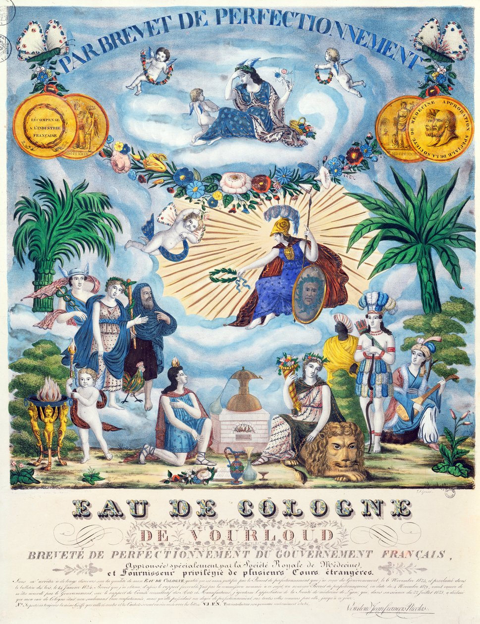 شهادة Eau de Cologne التي أدلى بها JF Vourloud ، c.1825 بواسطة المدرسة الفرنسية