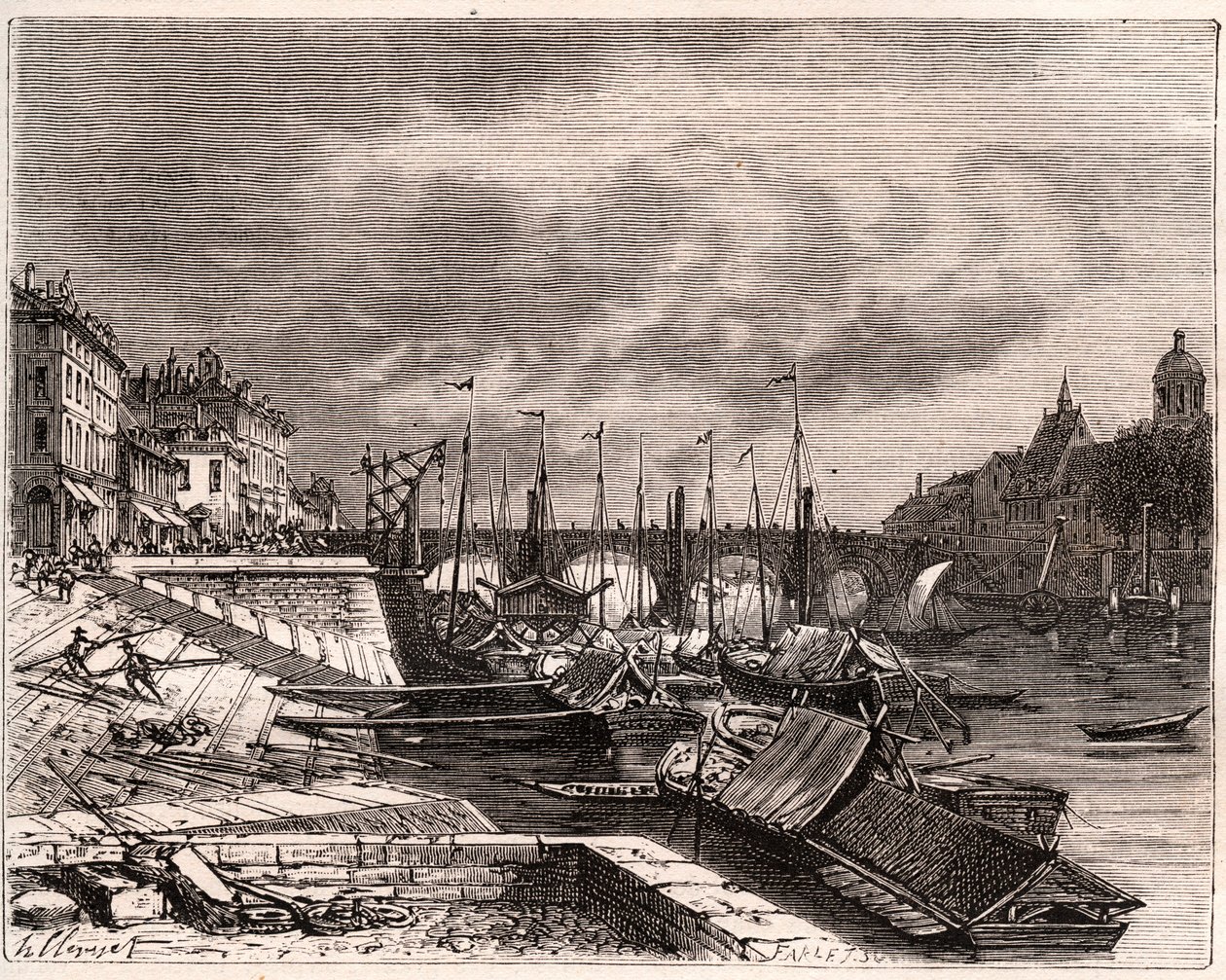 Chalon-sur-Saone (Chalon sur Saone) - Saone-et-Loire - نقش في "La France illustrie: الجغرافيا والتاريخ والإدارة الإحصائية" بقلم V.-A. الشعير براون. 1884 بواسطة المدرسة الفرنسية