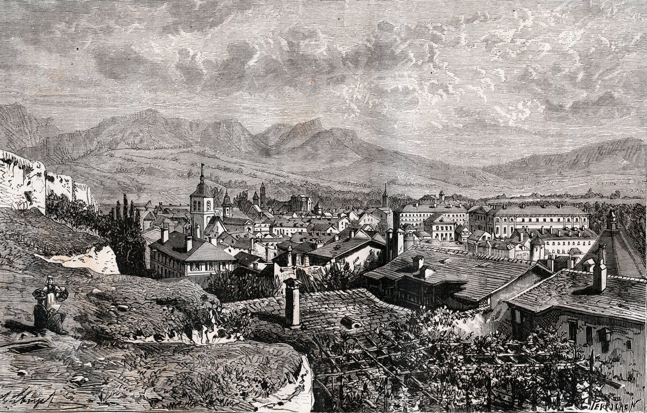 شامبيري - سافوي - نقش في "La France illustree: الجغرافيا والتاريخ والإدارة الإحصائية" بواسطة VA Malt-Brown. 1884 بواسطة المدرسة الفرنسية