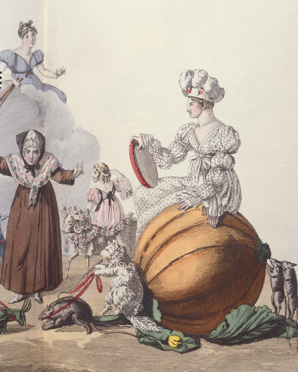 شخصيات من مهزلة The Six Slippers أو Rendez-vous of Cinderellas ، c.1810 بواسطة المدرسة الفرنسية
