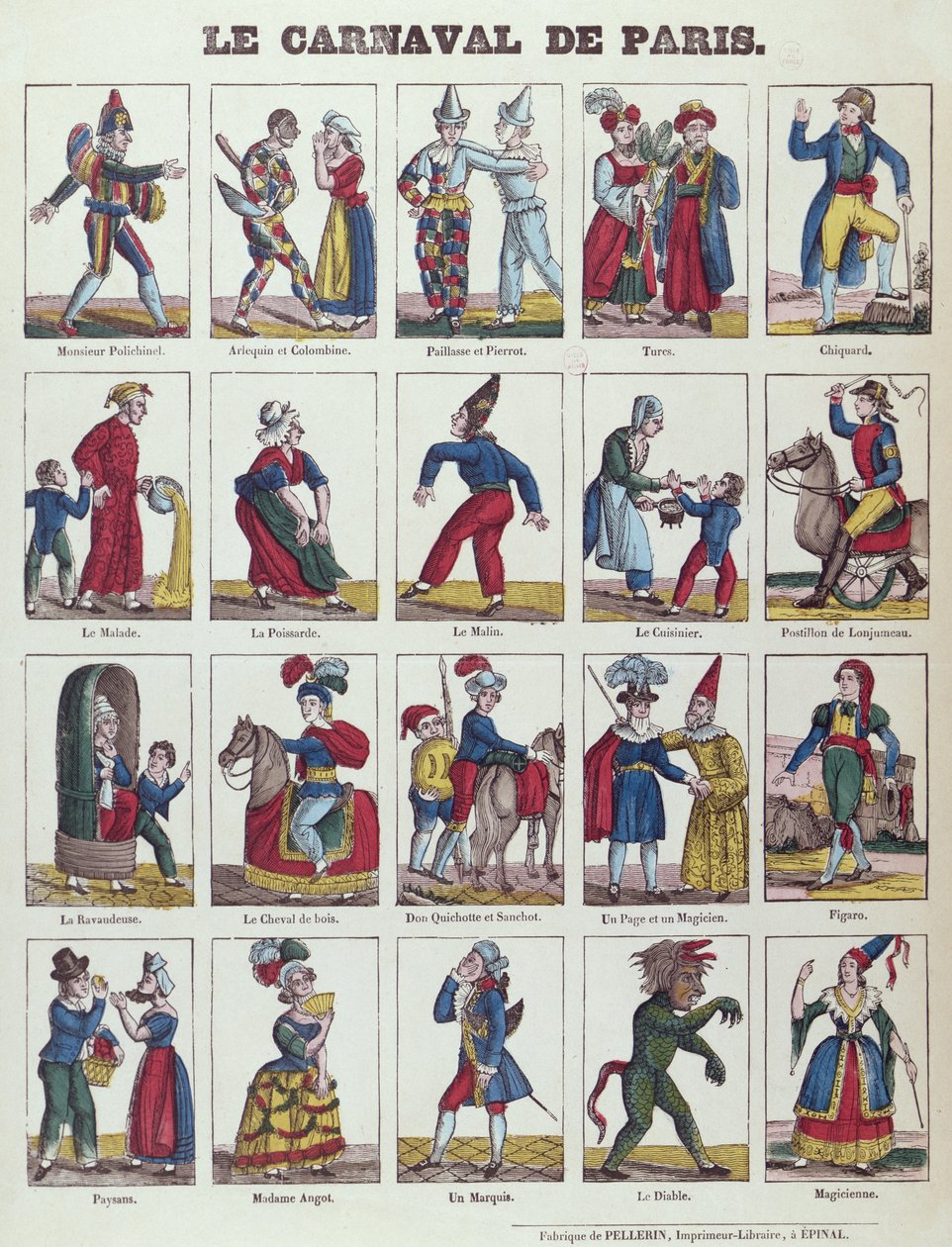 شخصيات كرنفال باريس ، c.1840 بواسطة المدرسة الفرنسية
