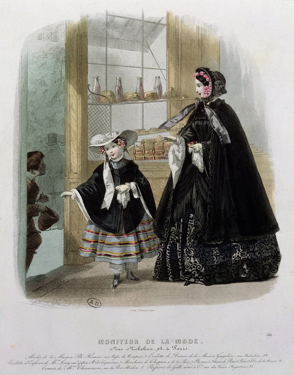 مؤسسة خيرية في حلويات ، صورة من Moniteur de la Mode ، 1852 (نقش الألوان) بواسطة المدرسة الفرنسية