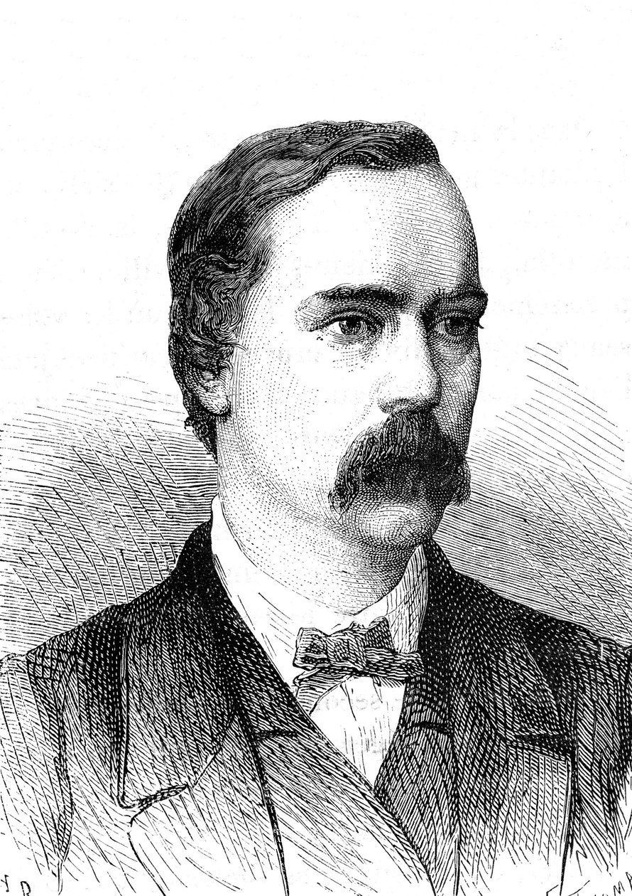 تشارلز برايت (1832-1888)، مهندس إنجليزي، قام بتركيب كابل التلغراف عبر المحيط الأطلسي. نقش 1868 بواسطة المدرسة الفرنسية