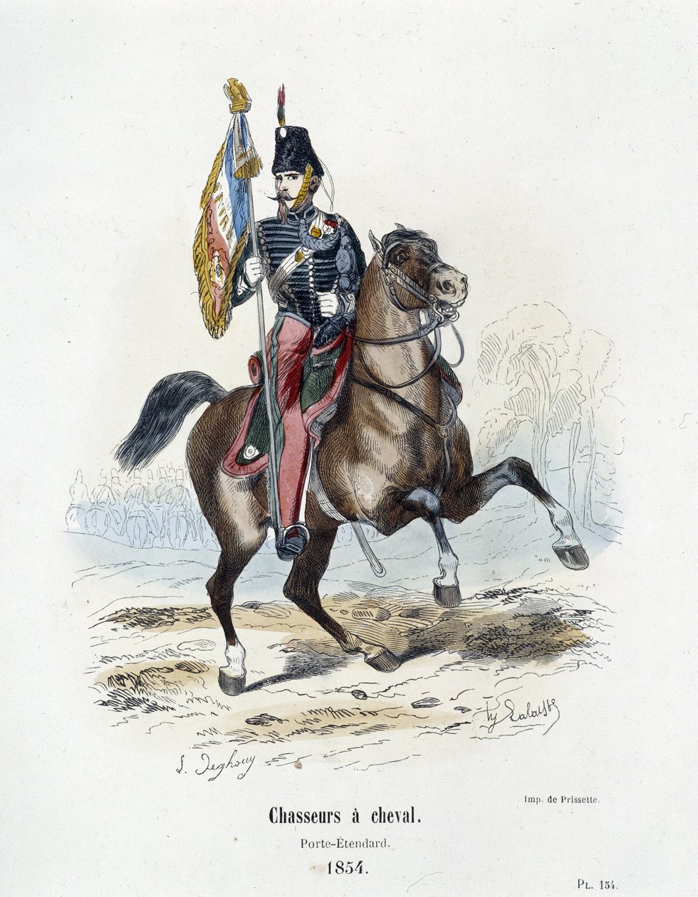 Chasseurs à cheval: Porte - Etendard en 1854 - in “” Histoire de l