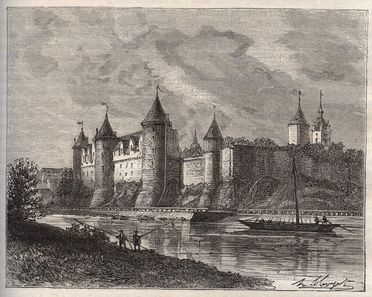 Chateau de Josselin - Morbihan en Bretagne - نقش في "La France illustree: الجغرافيا والتاريخ والإدارة الإحصائية" بقلم VA Malt-Brown. 1884 بواسطة المدرسة الفرنسية