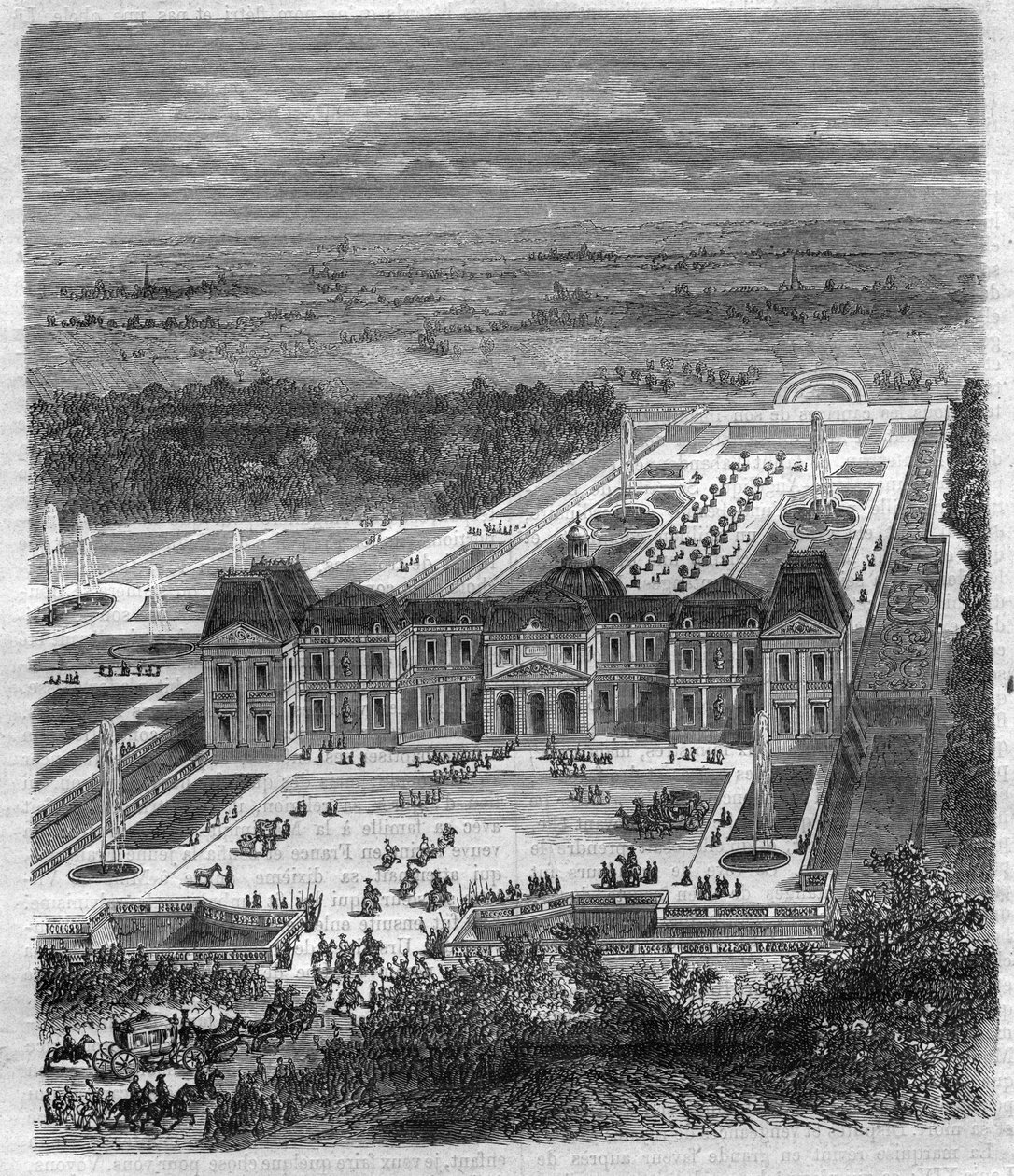 Chateau de Vaux Le Visomte (Vaux-Le-Vicomte) بقلم نيكولاس فوكيه (1615-1680) ، Viscount de Melun و de Vaux المشرف المالي في لويس الرابع عشر. نقش في "Histoire des Papes-Rois-Queen and Empereurs عبر القرون" بقلم موريس لاتشاتر بواسطة المدرسة الفرنسية