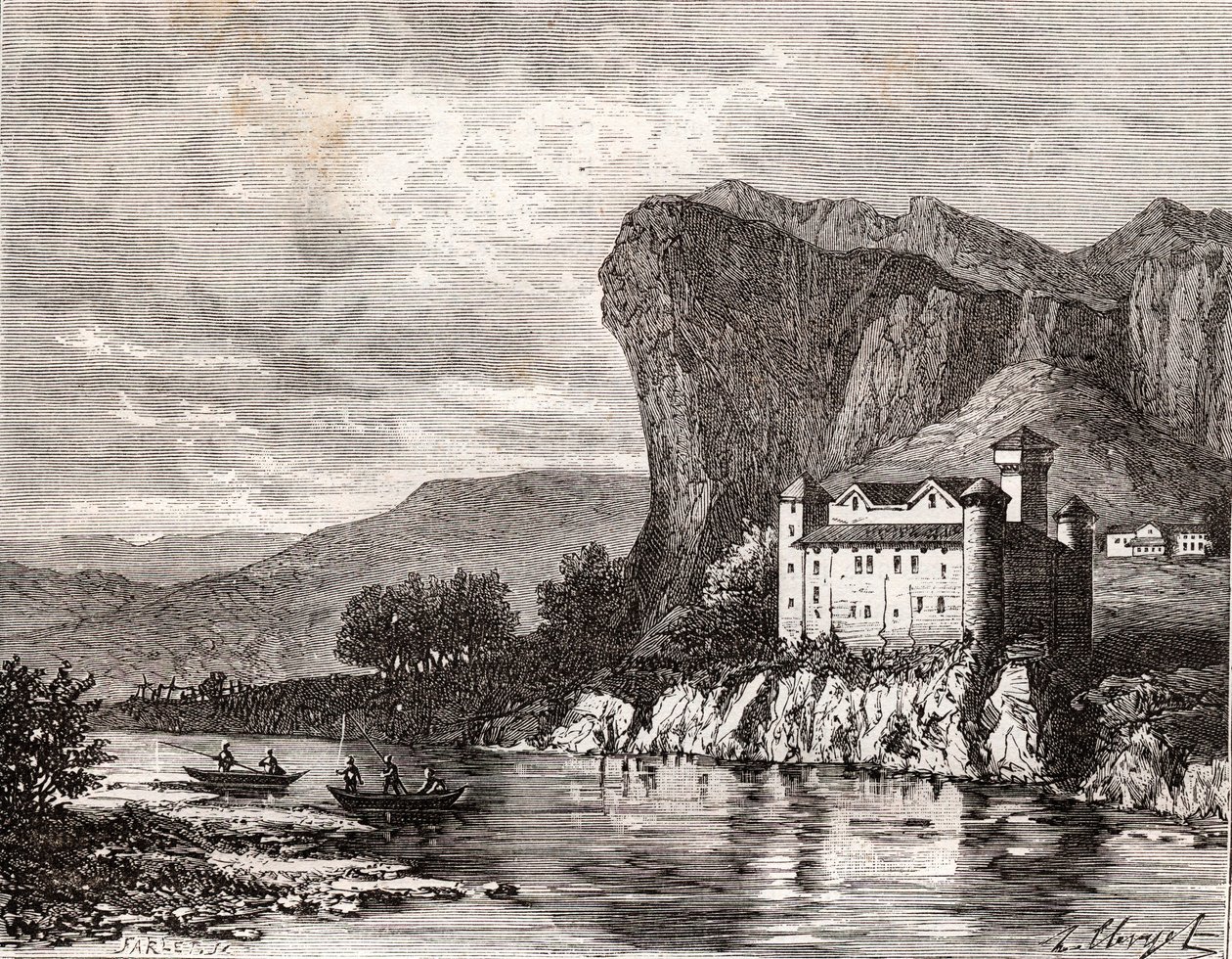 Chateau de la Caze en Lozere - نقش في "La France illustree: الجغرافيا والتاريخ والإدارة الإحصائية" بقلم VA Malt-Brown. 1884 بواسطة المدرسة الفرنسية