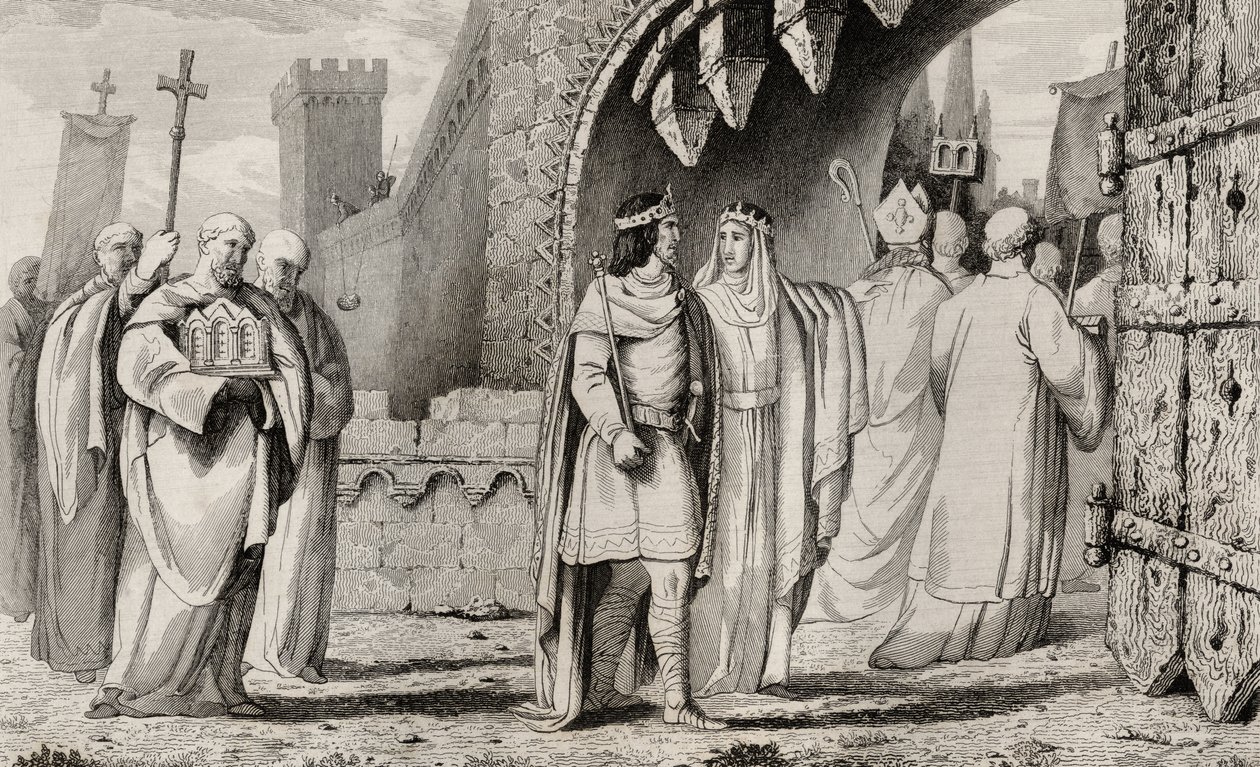 Chilperic I (539-84) في موكب ديني ، من "Histoire de France" بواسطة Colart ، تم نشره عام 1840 بواسطة المدرسة الفرنسية