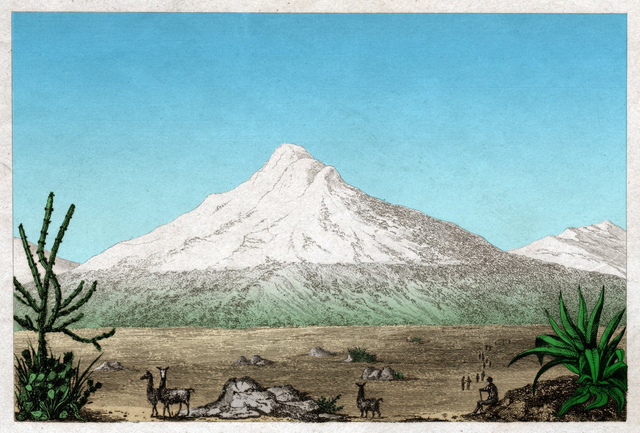 Chimborazo volcano. (engraving, ca. 1840) بواسطة المدرسة الفرنسية