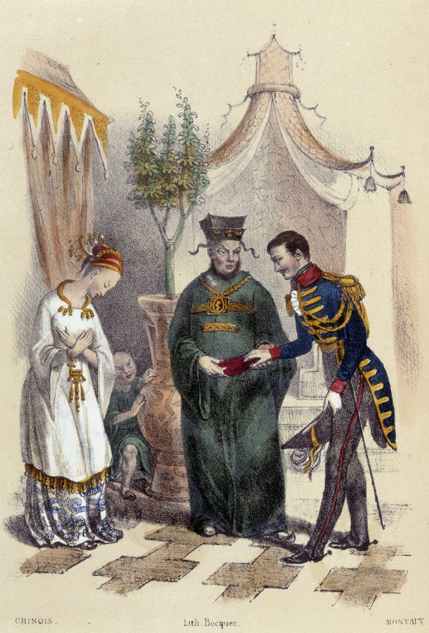 زيارة الصينيين لجيش أجنبي ؛ رسم توضيحي للصين ، في "The Twelve Nations" بقلم ME Fouinet بواسطة المدرسة الفرنسية