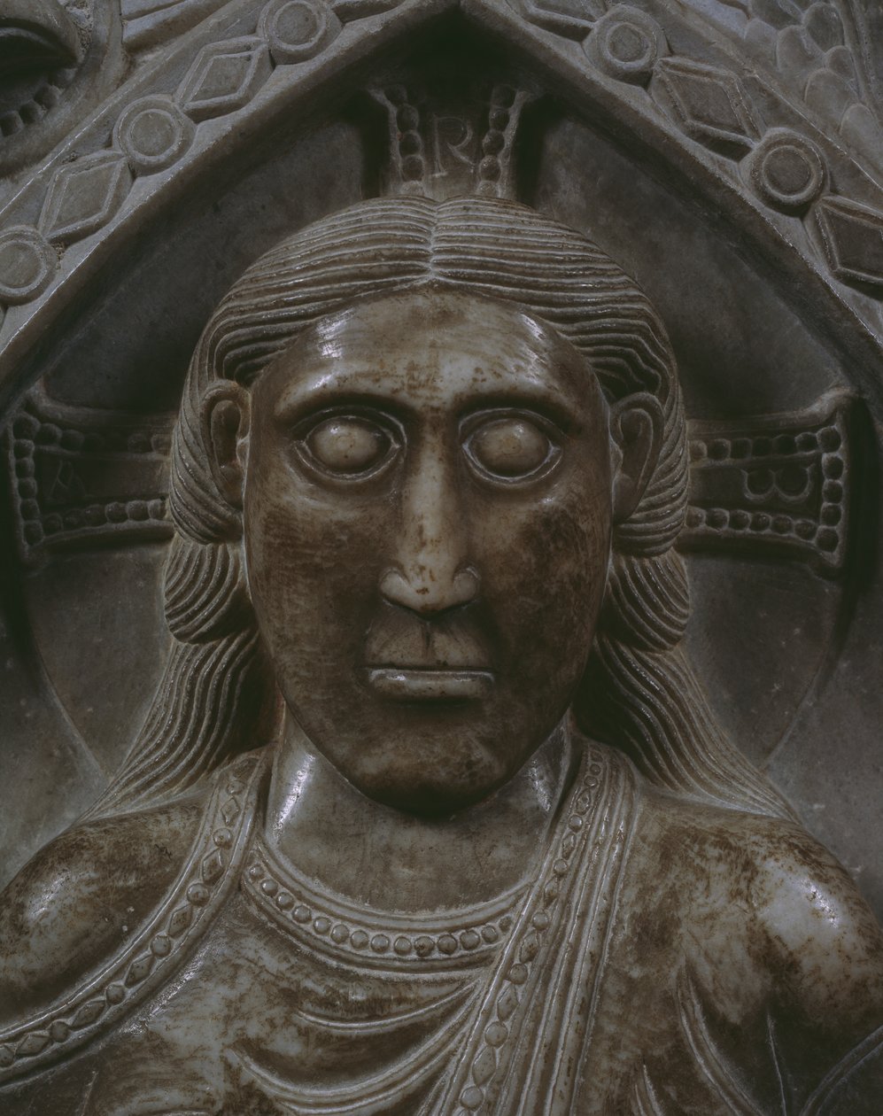 Christ in Majesty, detail of the face (marble) (see also 162694) بواسطة المدرسة الفرنسية