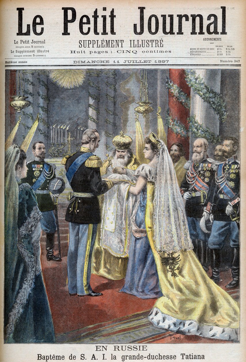 تعميد دوقة روسيا الكبرى تاتيانا ، رسم توضيحي لـ Le Petit Journal بواسطة المدرسة الفرنسية
