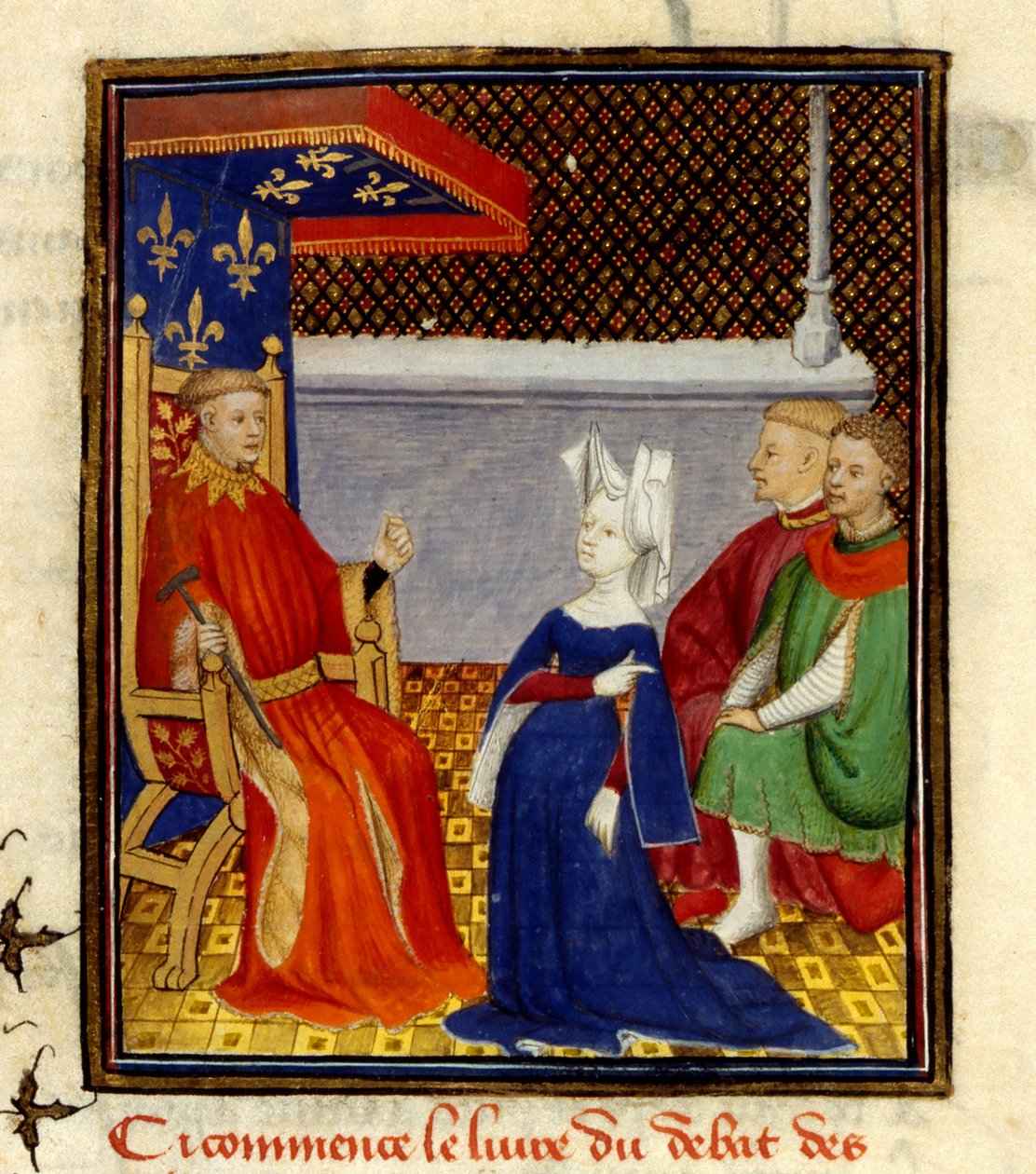 كريستين مخاطبة لويس دورليان ، MS Harley 4431 ، f.58v ، فرنسا ، حوالي 1410-14 (لون على رق) بواسطة المدرسة الفرنسية