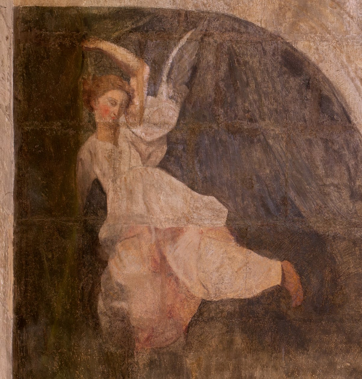 الكنيسة (إجليس سان جان بابتيست). الداخلية. مصلى سان فورسي. اللوحات الجدارية. تمجيد مريم (اللوحة الجصية المعروفة باسم الموت الصالح). بداية القرن السابع عشر. بواسطة المدرسة الفرنسية