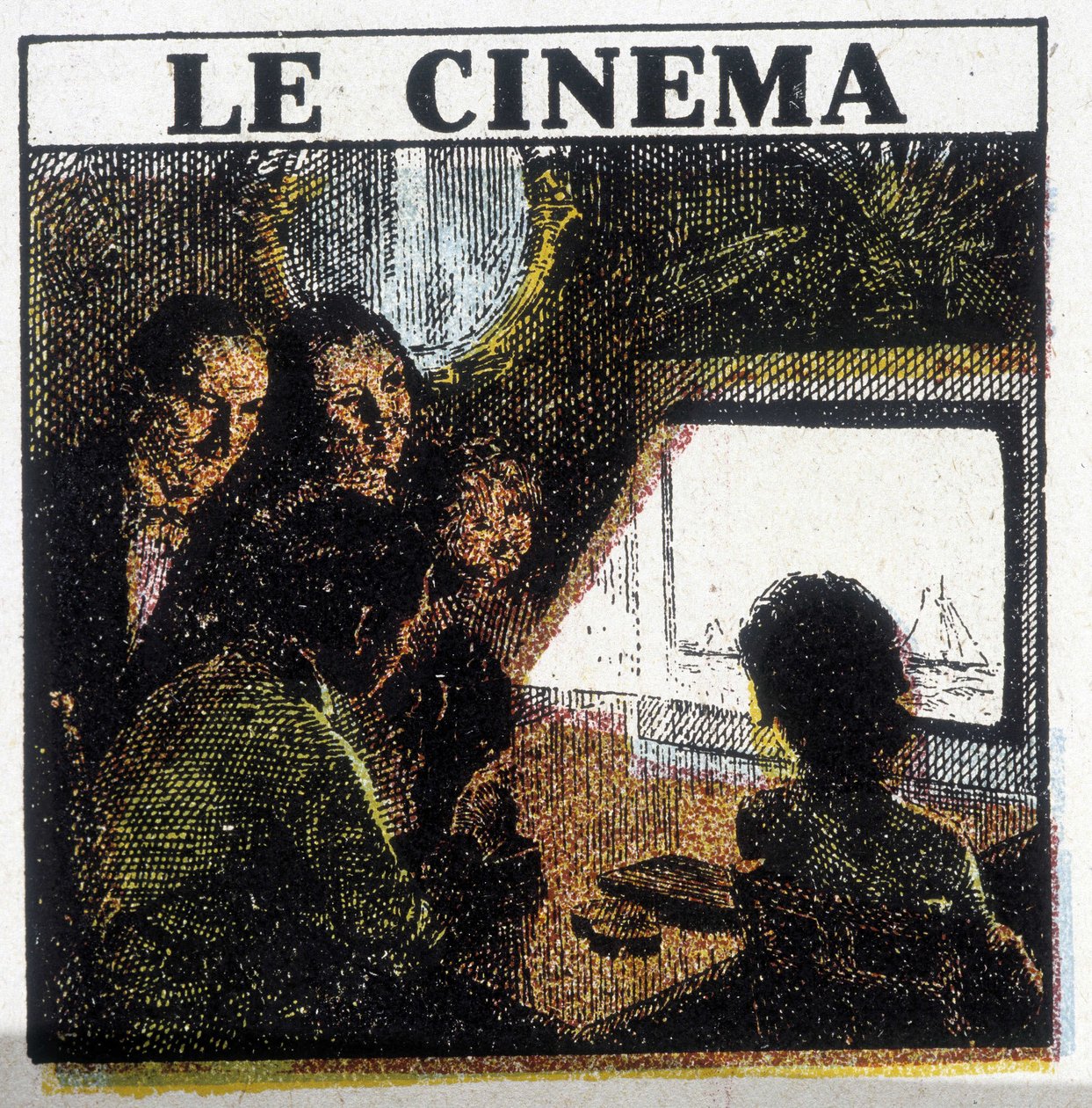 Cinema screening. circa 1920. بواسطة المدرسة الفرنسية