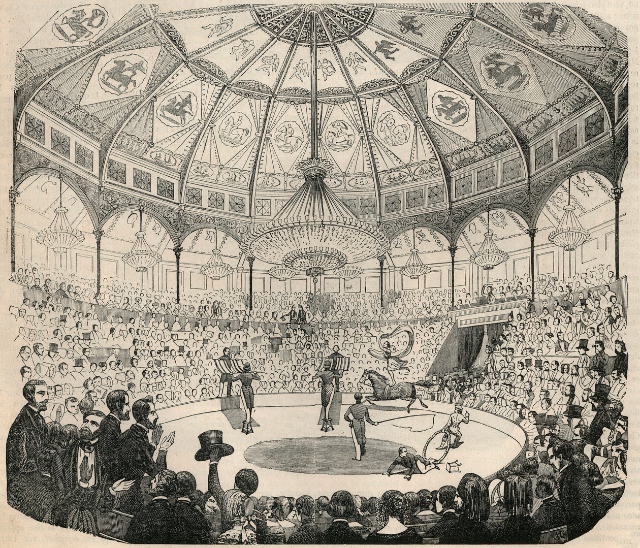 Cirque national des Champs Elysees في القرن التاسع عشر - نقش في "Tableau-de-Paris" بواسطة Edmond Texier 1852 بواسطة المدرسة الفرنسية