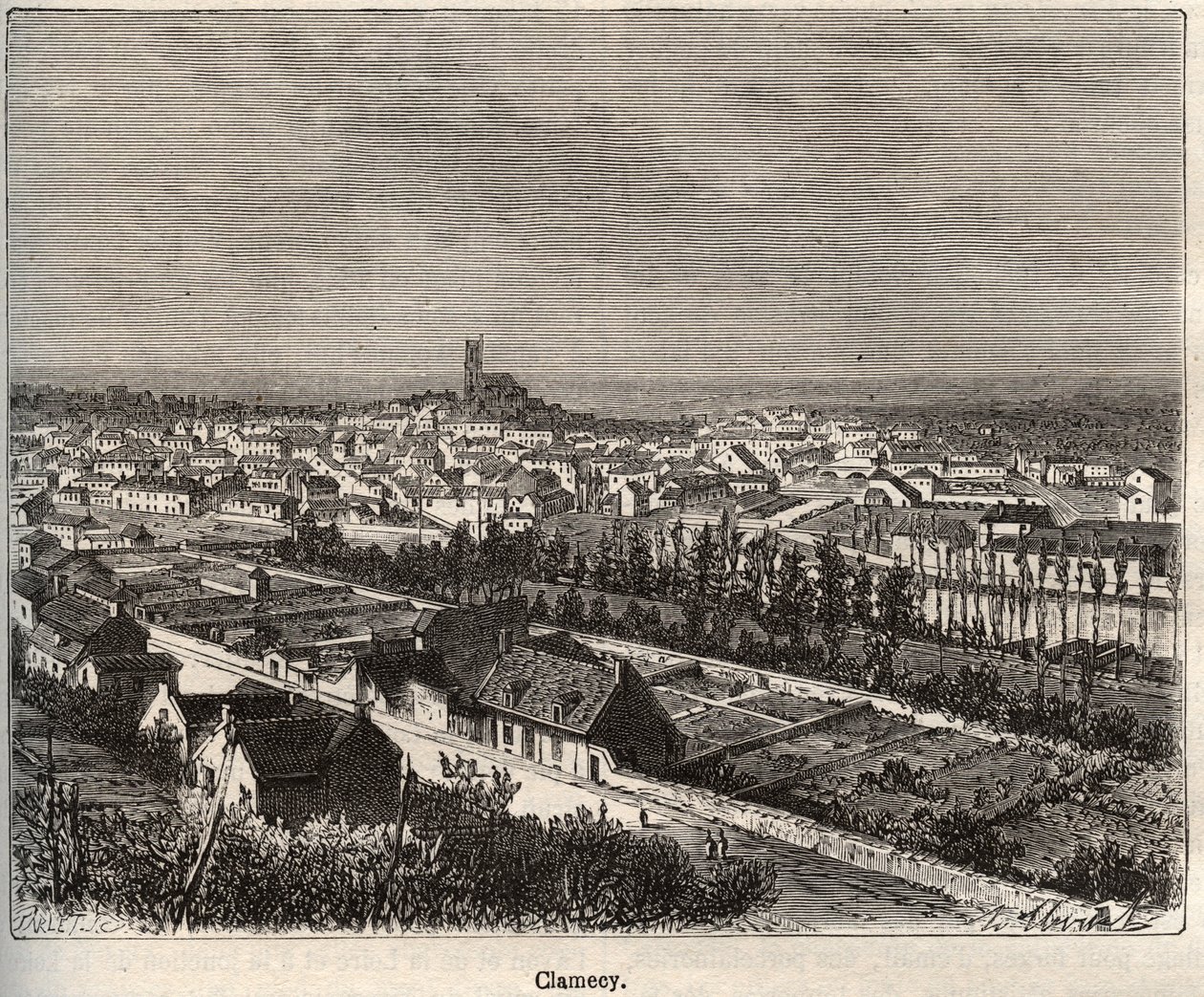 Clamecy - Nievre - Burgundy - نقش في "La France illustree: الجغرافيا والتاريخ والإدارة الإحصائية" بواسطة VA Malt-Brown. 1884 بواسطة المدرسة الفرنسية