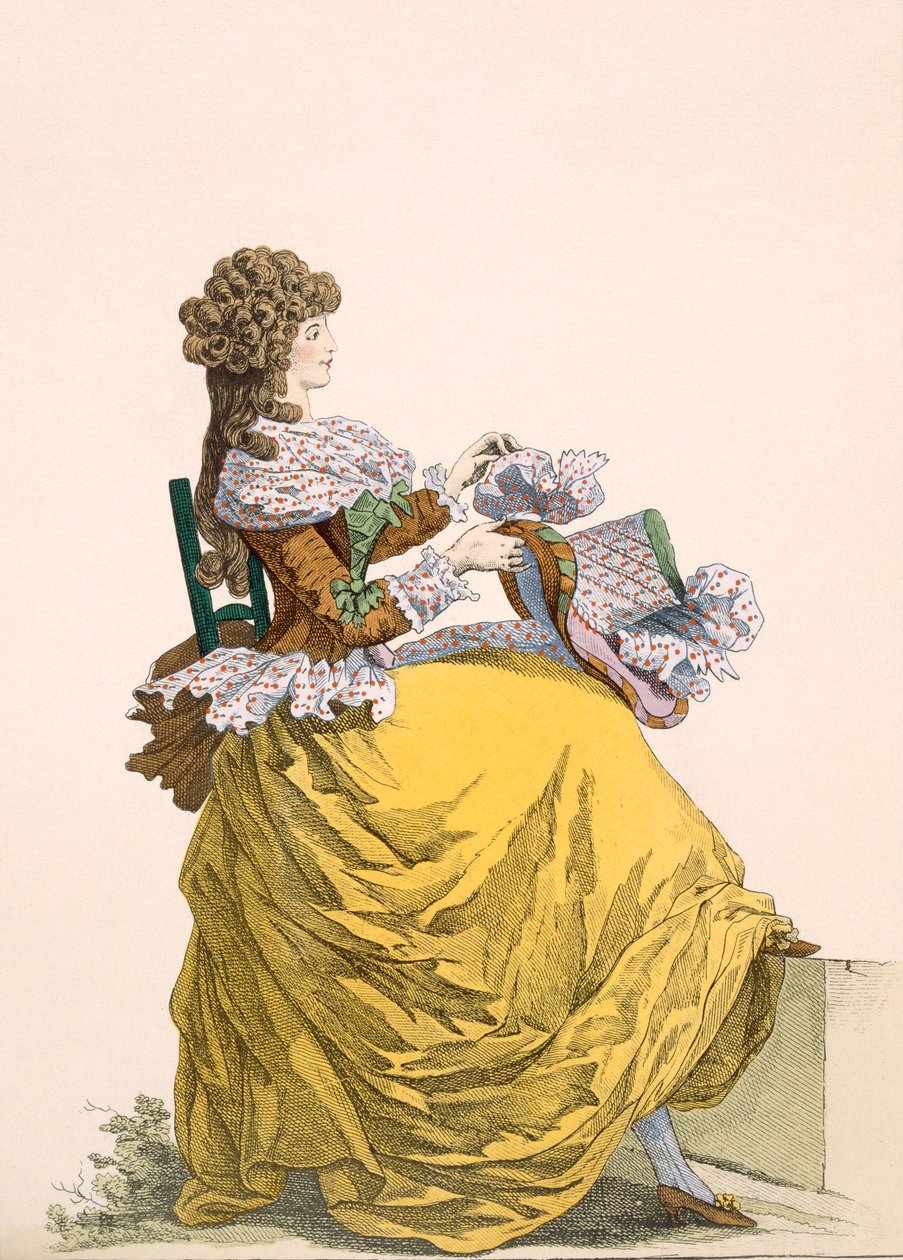 Colinette ، اللوحة رقم 315 من Galeries des Modes et Costumes Francais ، c.1778-87 99: الملابس ؛ لباس تقليدي لباس تقليدي؛ موضه؛ توضيح؛ ج 18 ؛ الموضة؛ اومه بواسطة المدرسة الفرنسية