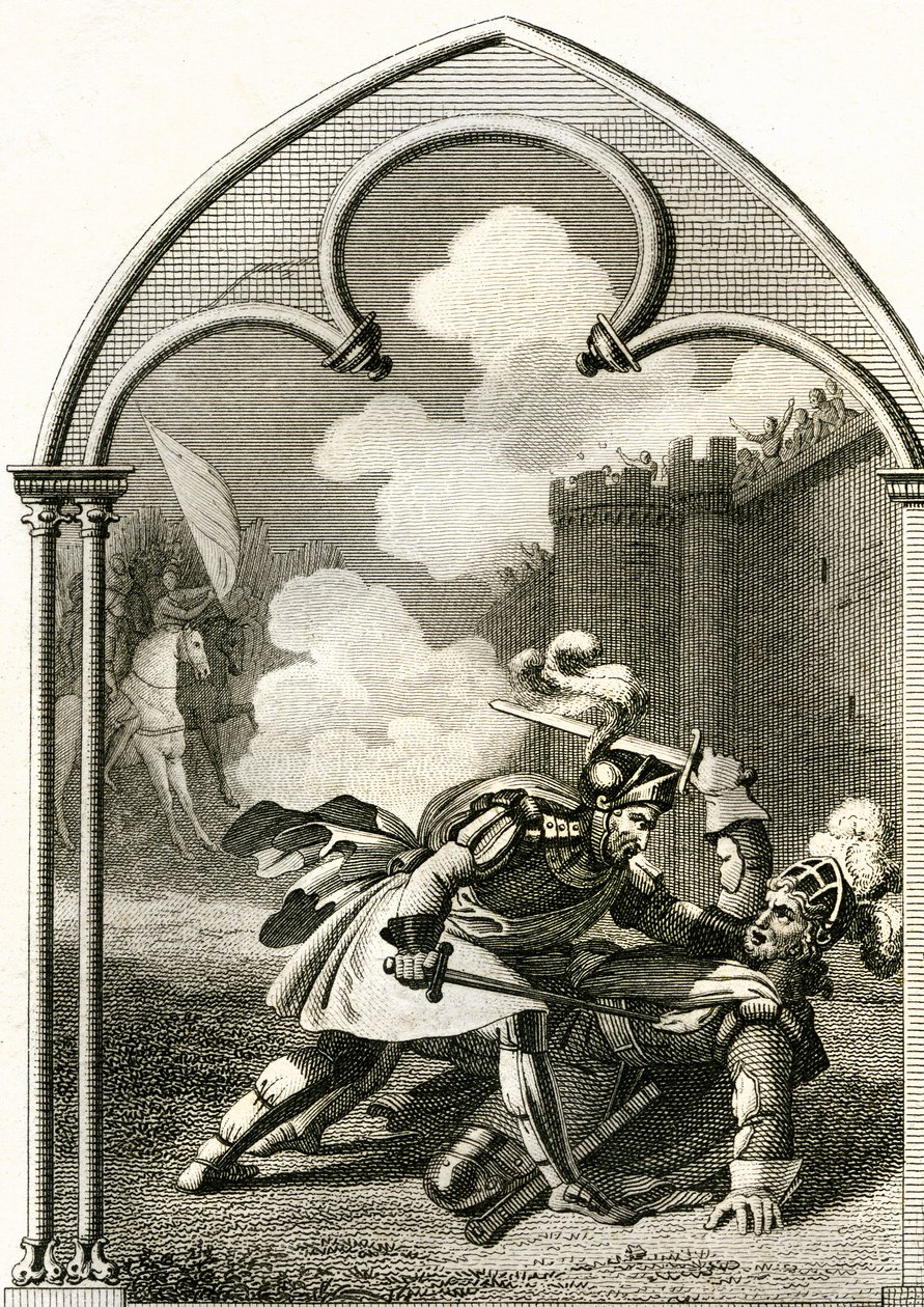 قتال Viscount من Turenne وفارس Aumale (نقش بواسطة المدرسة الفرنسية