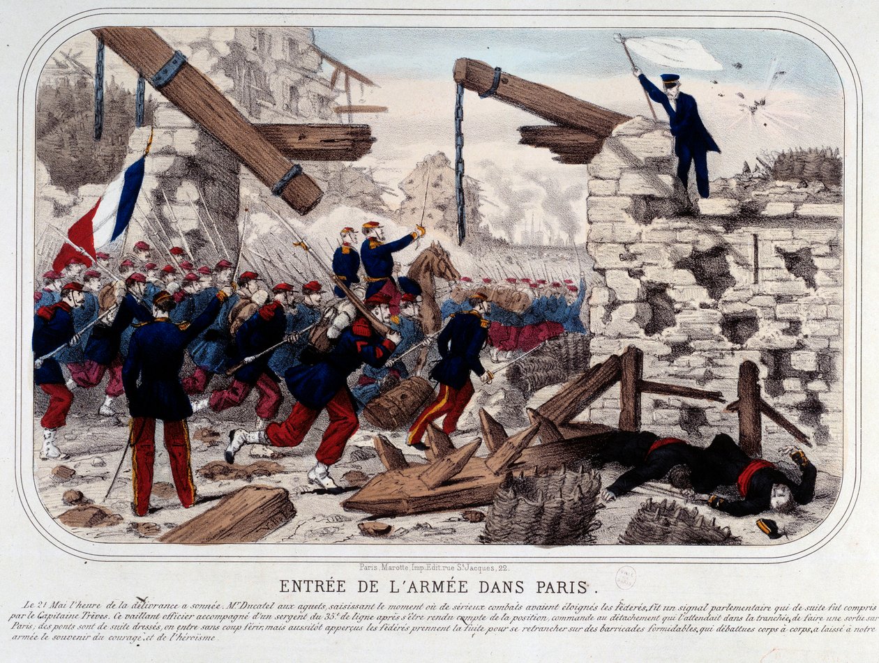 Commune de Paris: Entrement of the Versaillaise Armee in Paris. Engraving 1871. Paris, Musee Carnavalet بواسطة المدرسة الفرنسية