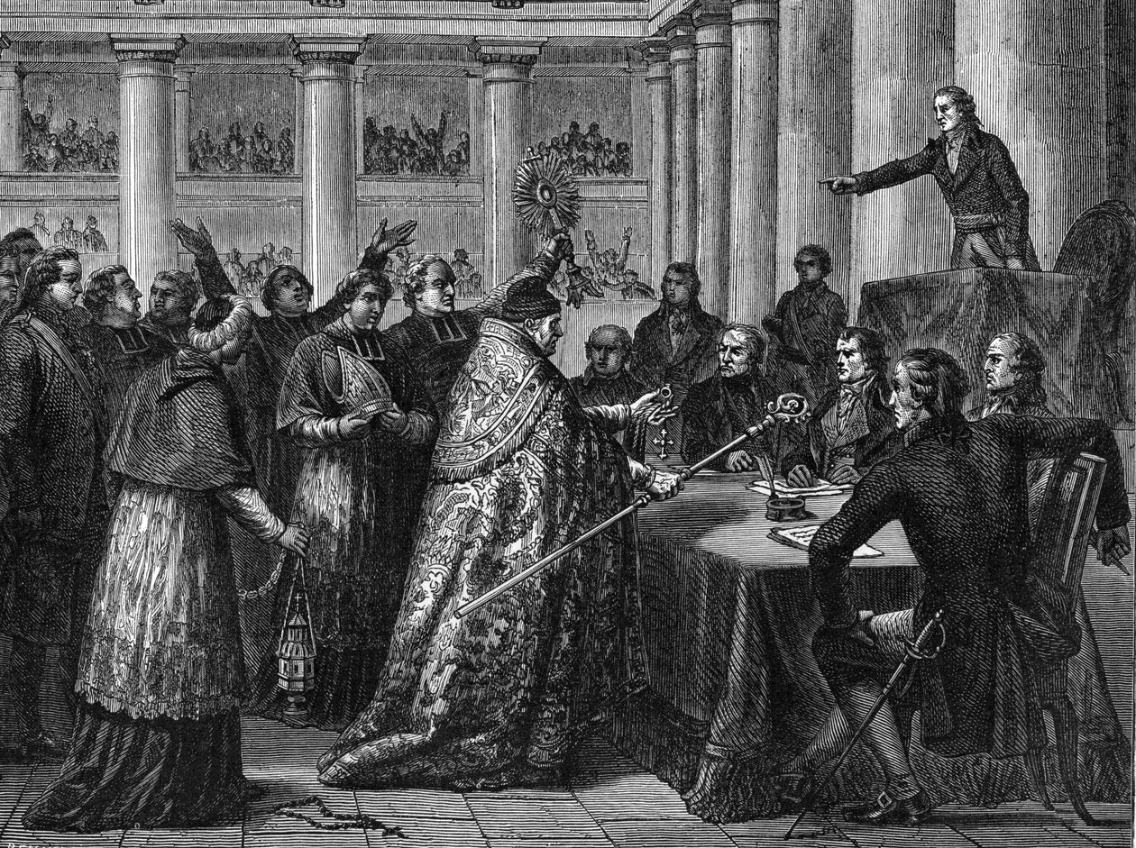 Concordat of 1801 - توقيع Concordat بين فرنسا (بحضور نابليون بونابرت) و Saint Siege (Saint Siege) (نقش) بواسطة المدرسة الفرنسية