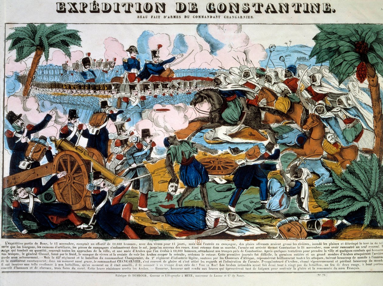 Conquete de l'Algerie: "" Expedition de Constantine en novembre 1837 "" نقش من القرن التاسع عشر المجموعة الخاصة بواسطة المدرسة الفرنسية
