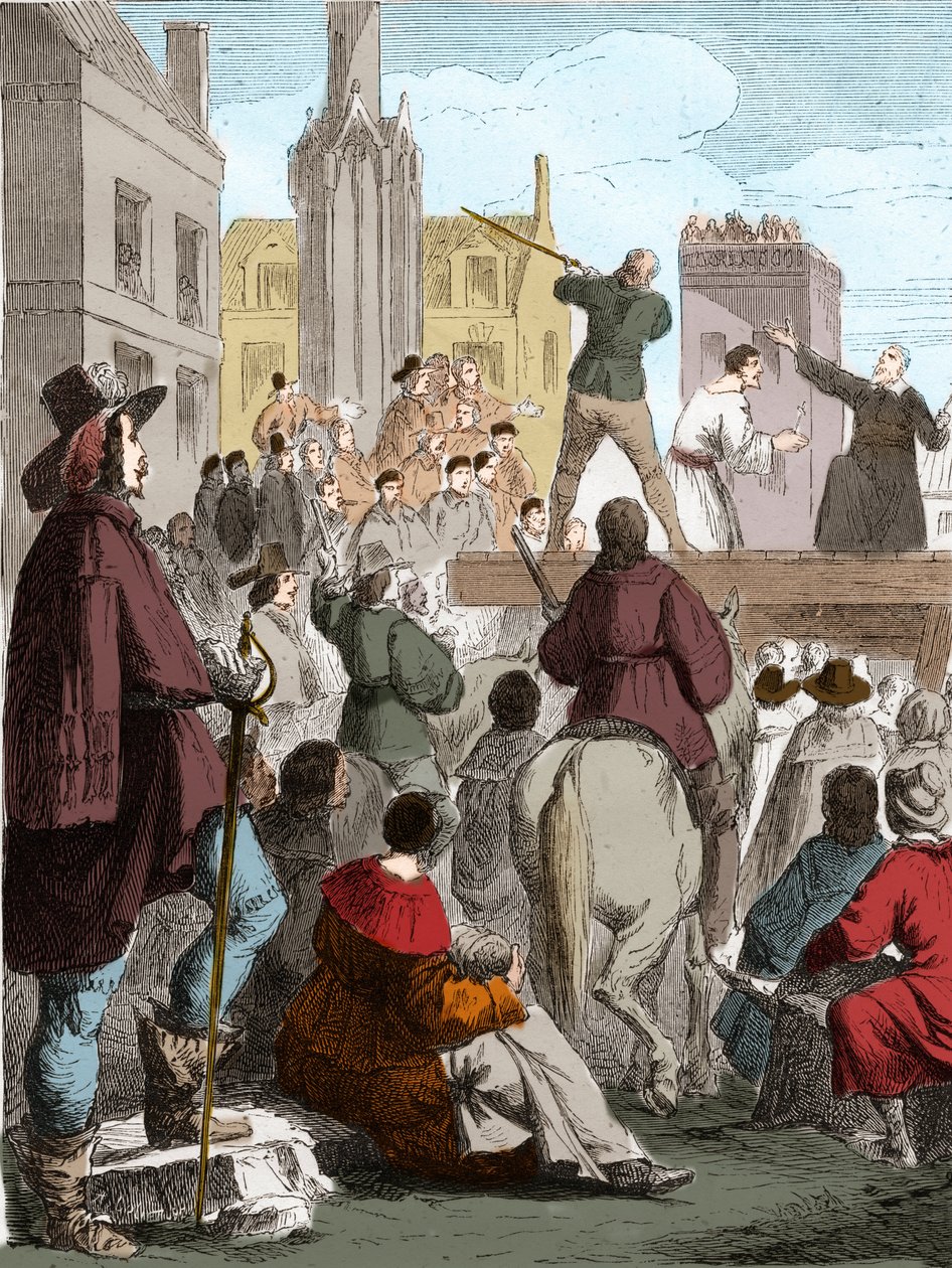 مؤامرة تشاليس: إعدام هنري دي تاليران (1599 - 1626) ، كونت تشالي ، بتهمة التآمر ضد ريشيليو. نانت بواسطة المدرسة الفرنسية