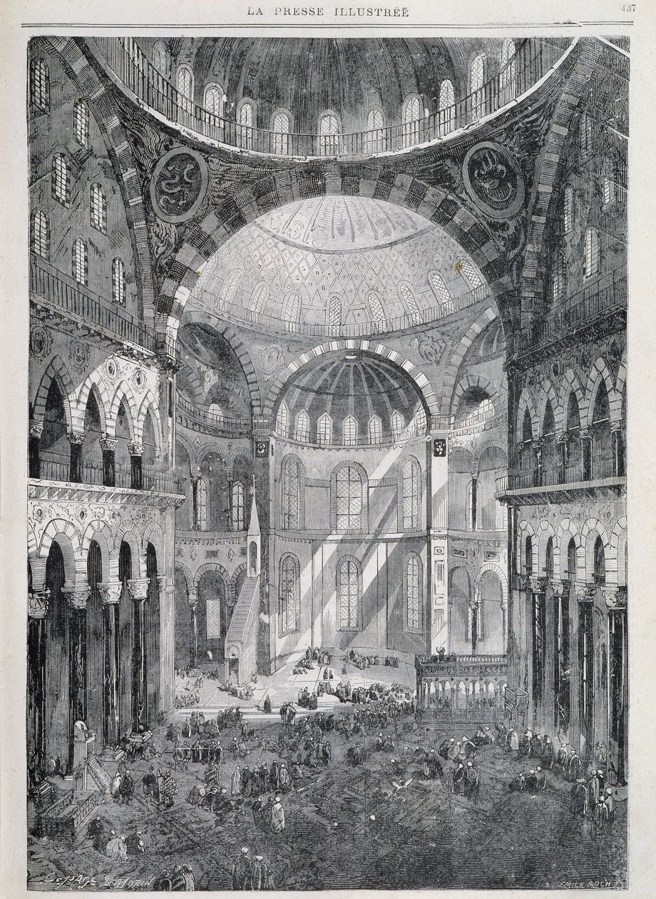 Constantinople: the Hagia Sophia Mosque - in “” La Presse Illustrée””, Dec. 1869 بواسطة المدرسة الفرنسية