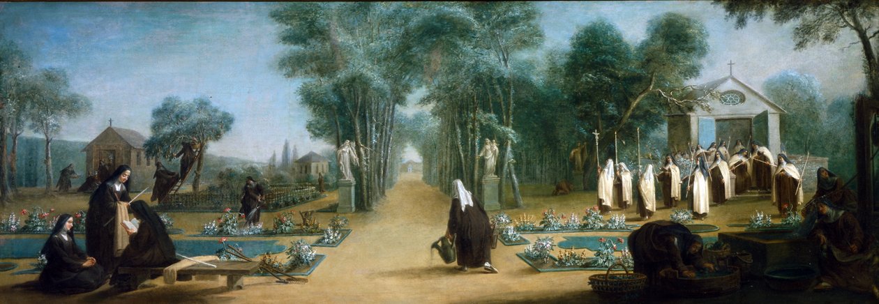 Convent garden and shrine, France, c.1870 بواسطة المدرسة الفرنسية