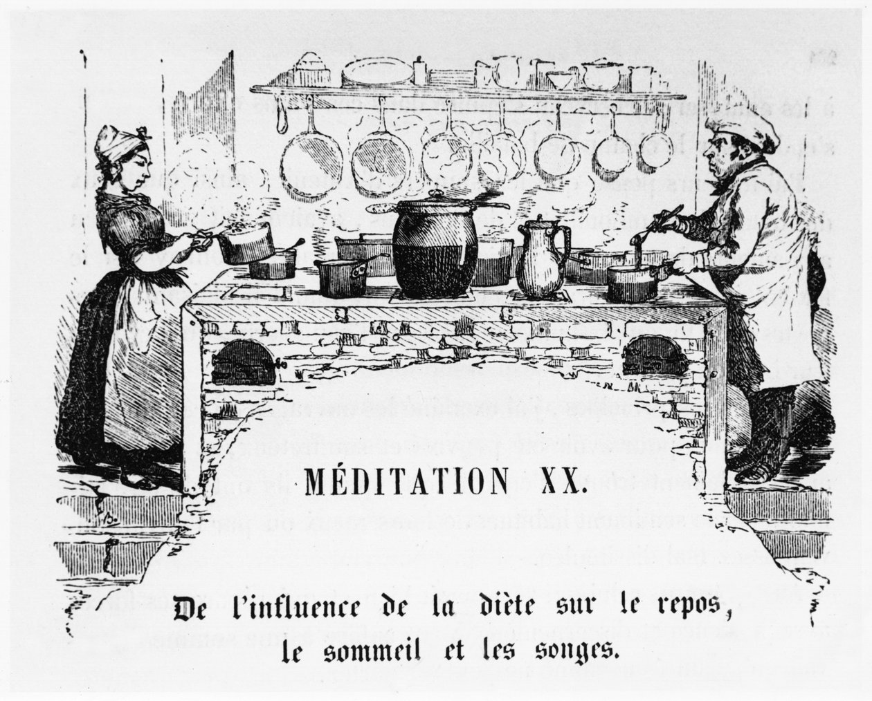 الطبخ ، الرسم التوضيحي من La Physiologie du Gout ، ou Meditation de Gastronomie بواسطة Anthelme Brillat-Savarin (1755-1826) بواسطة المدرسة الفرنسية
