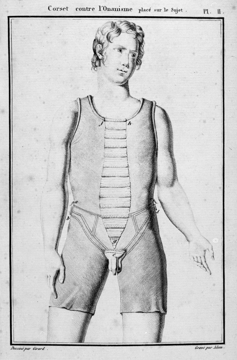 مشد لمنع الجراثيم ، التوضيح من Traite des bandages et espaces بواسطة JBJ Thillaye ، Paris ، نشر عام 1815 بواسطة المدرسة الفرنسية